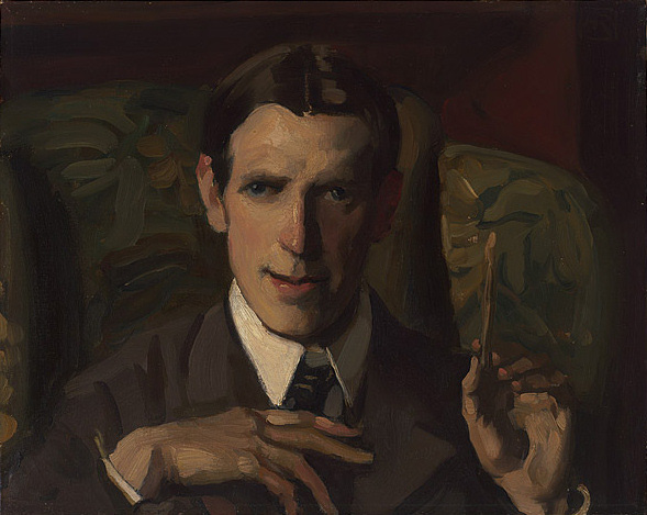 Self-portrait, bust showing hands